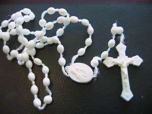 WHITE PRISON ISSUE PLASTIC ROSARY BEADS Ronaldo etc  