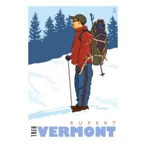 Snow Hiker, Rupert, Vermont Giclee Poster Print, 24x32 