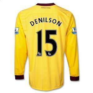  Arsenal 10/11 DENILSON Away LS Soccer Jersey Sports 