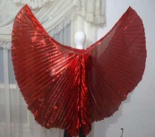 Petite Kids Lame Belly Dance Custome Isis Wings Red 40 Inches 