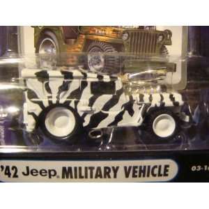   Military Jeep, Zebra Paint Diecast 1/64 rubber tread 
