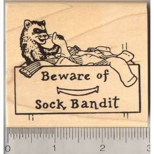  Beware of Sock Bandit Ferret Rubber Stamp Arts, Crafts 