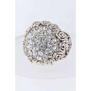  CRYSTAL STUDDED ROSE RING 