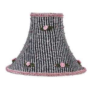  Black Check Pink Rosebuds Medium Lamp Shade