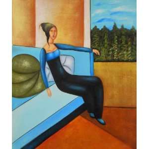  Waiting Room Thoughts Oil Painting on Canvas Hand Made 
