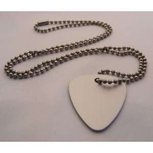    Guitar Pick Dog Tag Necklace   24 Gray Ball Chain 