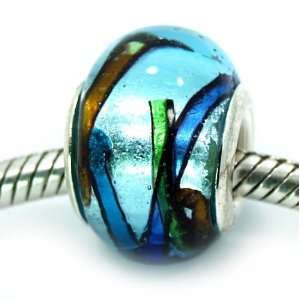  () Dichroic Blue Stripes in murano glass beads 