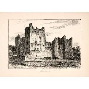 1894 Wood Engraving Bolton Castle Yorkshire England Historic Landmark 