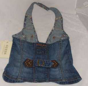 Guess Jeans Demin & Leather Rider Wash Vest Jacket Top XS NWT $89 