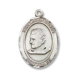 Sterling Silver St. John Bosco Medal Pendant with 24 Stainless Steel 