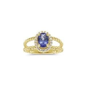  0.20 Cts Diamond & 1.20 Cts Tanzanite Ring in 14K Yellow 