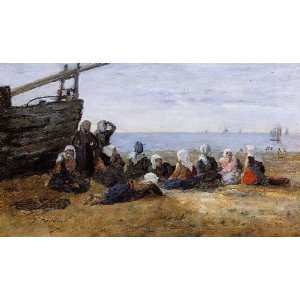   of Fishwomen Seated on the Beach, By Boudin Eugène 