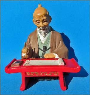 VINTAGE ~ 1960s JAPANESE ELDERLY MAN WRITING TILSO HAKATA DOLL JAPAN 