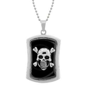   Stainless Steel Cross Bones and Skull Dog Tag Pendant, 22 Jewelry