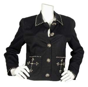DOUBLE D RANCH Western Chic Black JACKET Silver Concho Buttons & Studs 