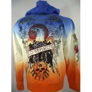  ED HARDY MENS DIP DYE FADE SPECIALTY EAGLE CREST HOODIE 
