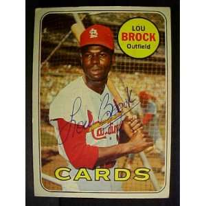  Lou Brock St. Louis Cardinals #85 1969 Topps Signed 