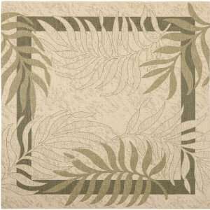   Inch Indoor/Outdoor Area Rug, Square, Cream and Green