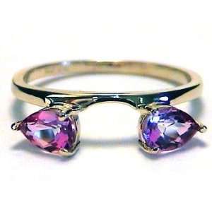  Pear Pink Topaz Ring Wrap Guard Enhancer 10k yellow gold Jewelry