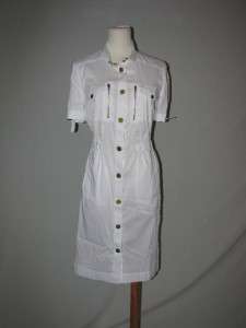 NWT Tory Burch Rebecca Button Front Dress White 6  
