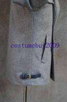 Twilight Edward Cullen Grey Gray wool Jacket Pea Coat Costume Custom 