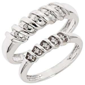 15 Carat T.W. Round Cut Diamond Matching Wedding Rings Set 10K White 
