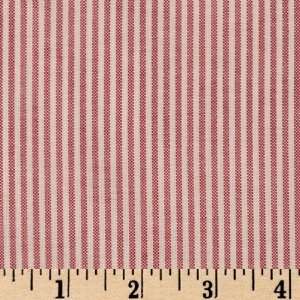  58 Wide Poly/Cotton Blend Oxford Striped Shirting Red 