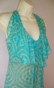 PLENTY BY TRACY REESE Aqua Print Silk Dress M 8 10 NWT  