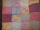 Brand New Baby Girl Rag Quilt Pink and Brown ABCs and 123s Floral and 