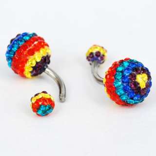   crystal hip ball beads surgical steel belly navel ring piercing FR83
