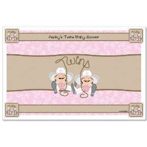  Twin Little Cowgirls   Personalized Baby Shower Placemats 