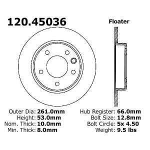  Centric Parts 120.45036 Premium Brake Rotor with E Coating 
