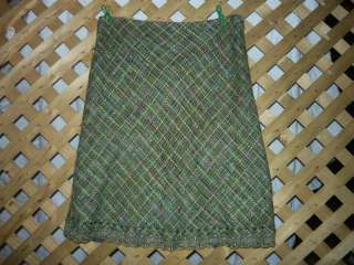 Express Design Studio Stylish Green Tweed WOOL Blend Skirt Size 8 NEW 