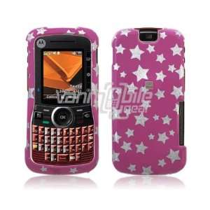  VMG Motorola Clutch i465   Pink Silver Stars Design Hard 2 