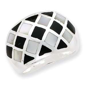  Mother Of Pearl Enamel Ring in Sterling Silver Jewelry
