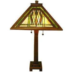  Warehouse of Tiffany 647WB20 2 Light Mission Table Lamp 