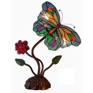  Butterfly / Red Rose Accent Table Lamp