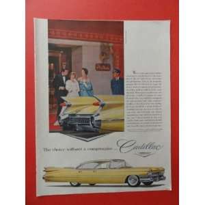 1959 Cadillac,1959 print advertisement (yellow car.) original vintage 
