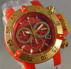 NEW LADIES INVICTA 0945 SUBAQUA NOMA ANATOMIC CHRONO GOLD & RED SWISS 