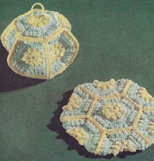 Vintage Crochet PATTERN Lantern Potholder Hot Pad Mat  
