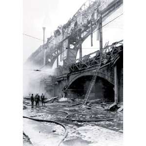  Fire on Bridge, Philadelphia, PA 24X36 Canvas Giclee
