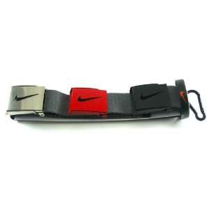  Nike 6 Way Web Belt Pack w/Black, Red and Silver Buckles 