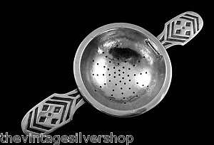 VINTAGE MERRILL SHOPS STERLING SILVER HAND HAMMERED TEA STRAINER 15380 