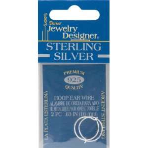  Sterling Hoop Ear Wire 16mm 2 Pieces/Pkg Silver (1958 55 
