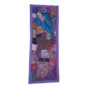   Zari Zardogi Embroidery & Mirror Runner Rug Art Wall Hanging Tapestry