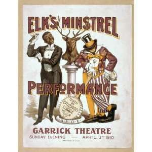  Poster Elks minstrel performance given by Chicago Lodge 