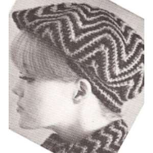 Vintage Crochet PATTERN to make   Tam Beret Hat Striped Ripple Crochet 