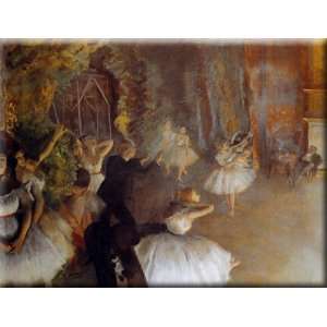 The Rehearsal Of The Ballet Onstage 30x23 Streched Canvas Art by Degas 