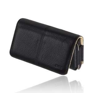  For HTC HD2 EVO 4G Horizontal Leather Pouch BLACK TAN 