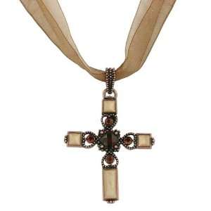  Sahara Hues Organza Cross Necklace Jewelry